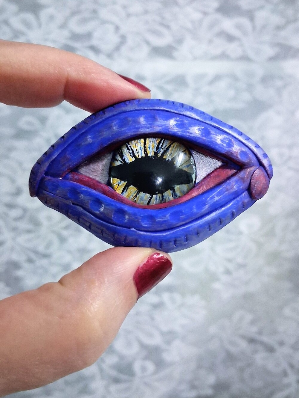 Polymer Clay Dragon Eye Crafting Art Piece Glass Eye 2.75"